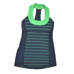 lululemon athletica Navy & Lime Green Striped Halter Tank